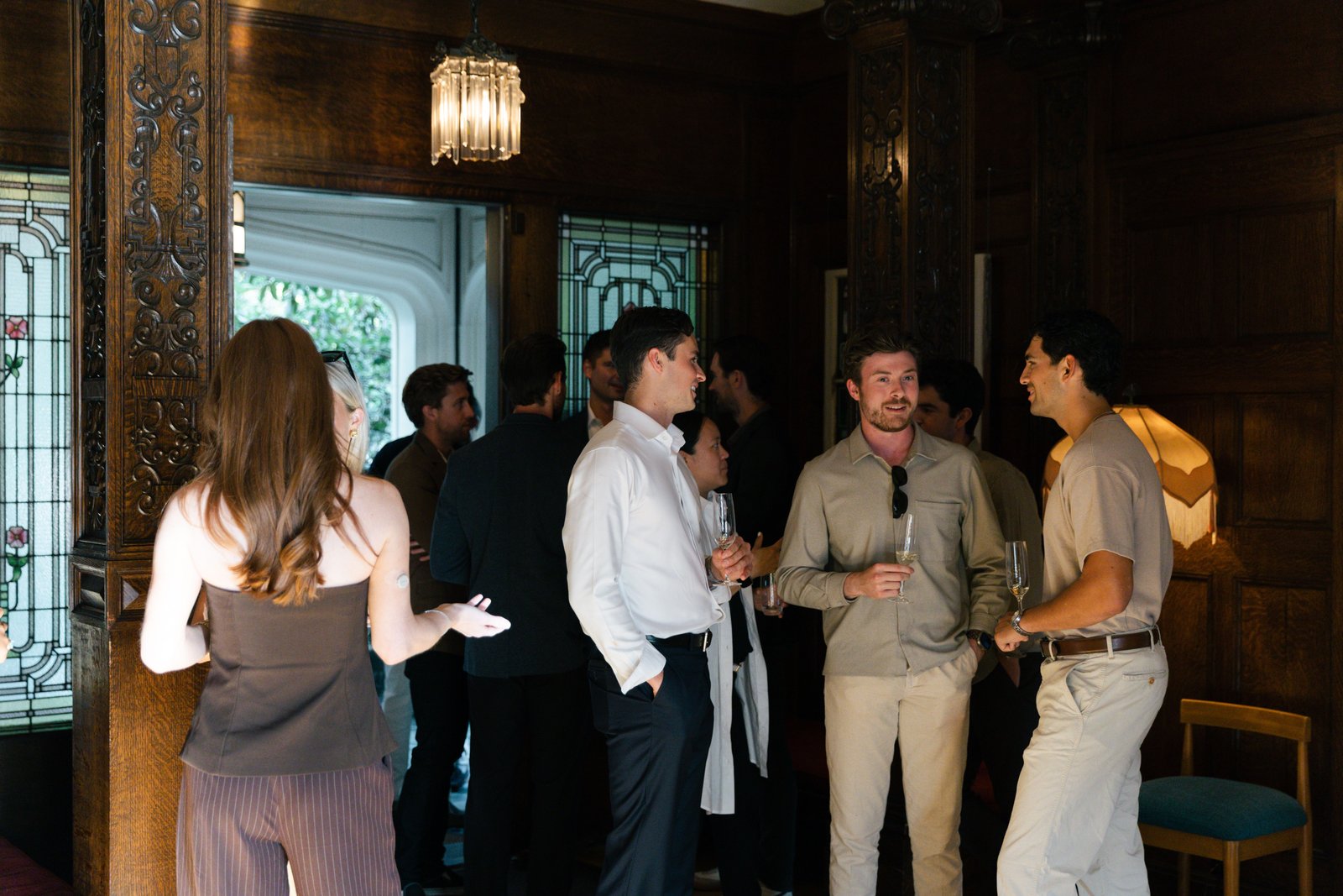Guests gathered in The Baillie's entry hall